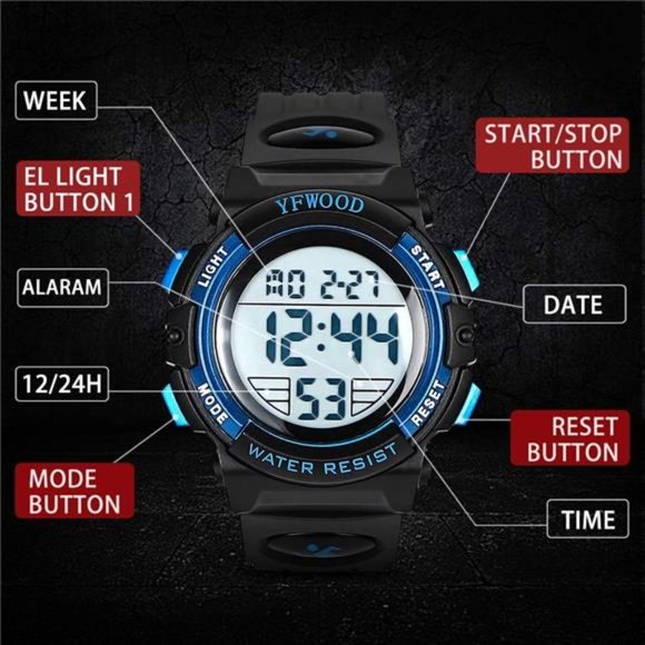 Kids Digital Watch Waterproof Outdoor Watches Children Casual Electronic Analog - Picture 5 of 6